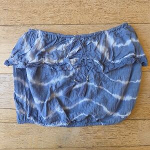 2010's American Eagle Lace trim Blue Tie-Dye Crop Tube Top festivalvibes indie